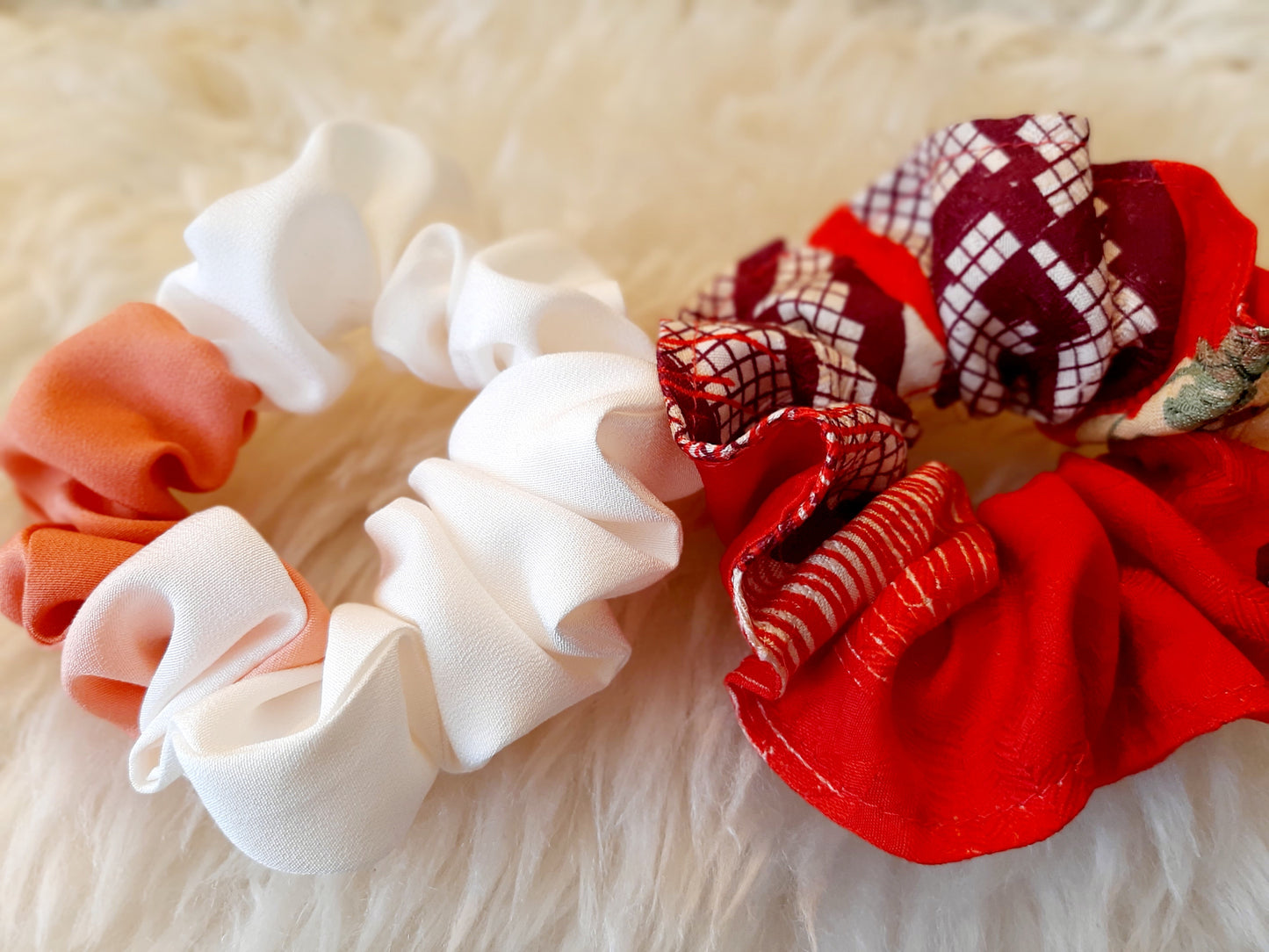 Vintage kimono silk scrunchies