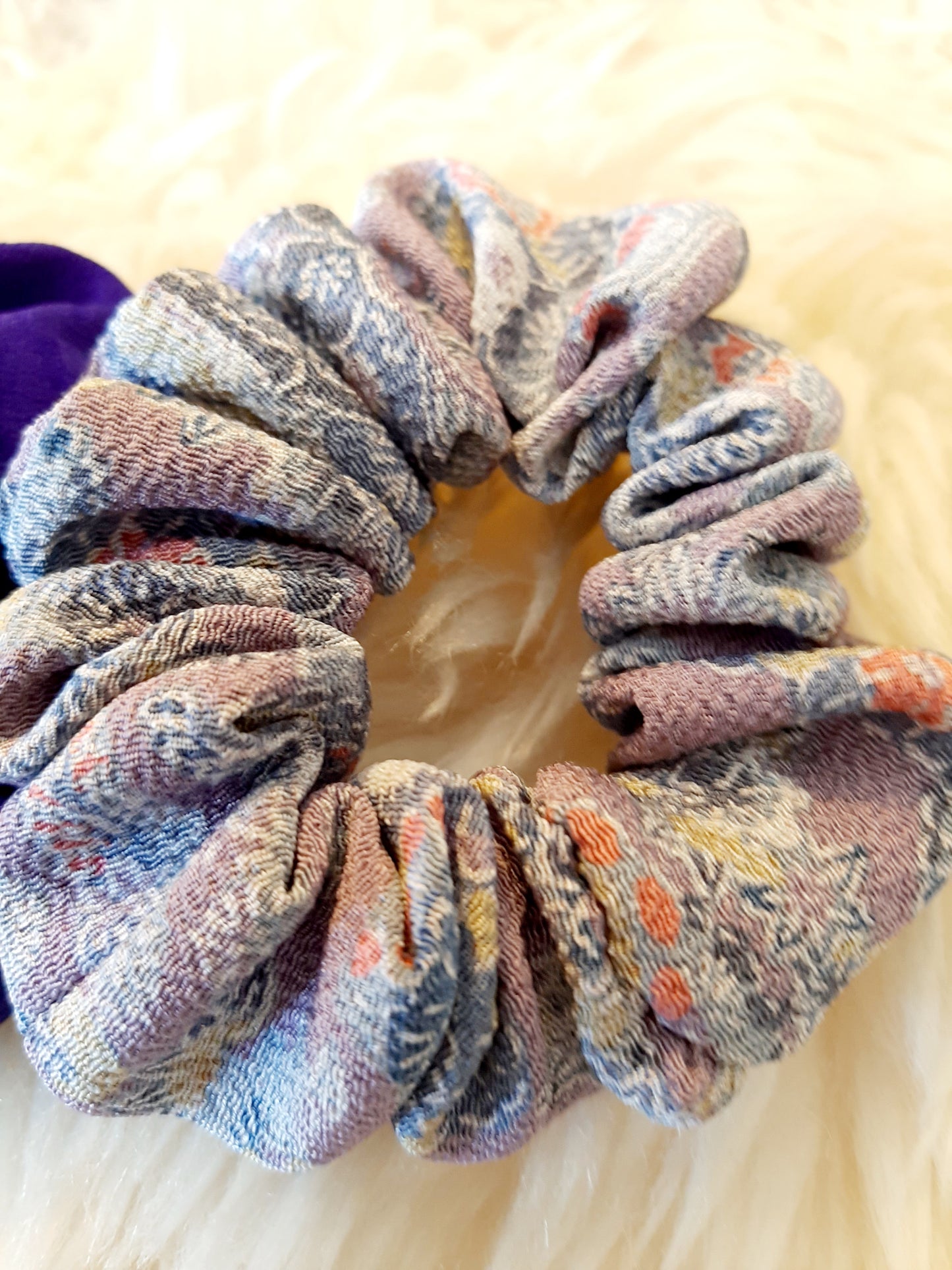 Vintage kimono silk scrunchies