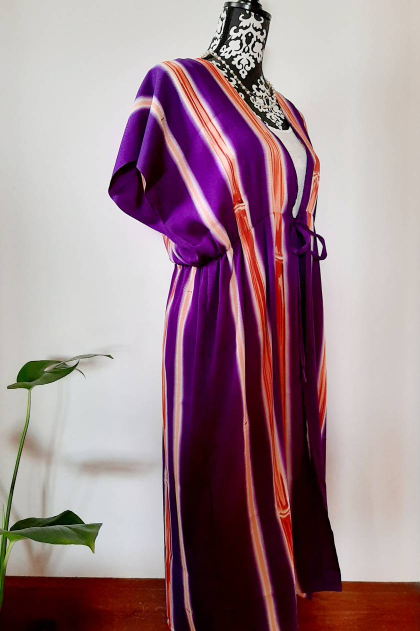 Vintage kimono silk long gilet