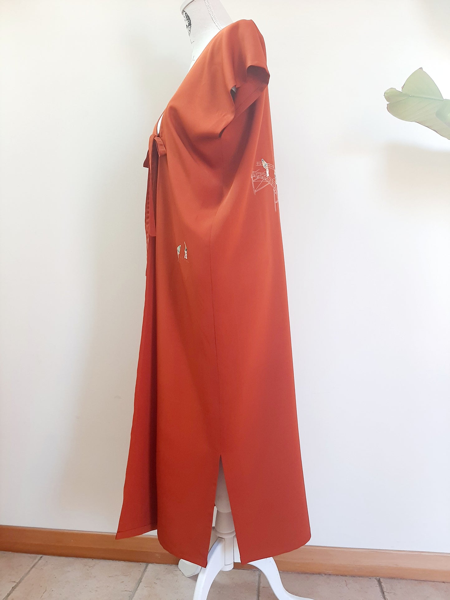 Vintage kimono silk long gilet