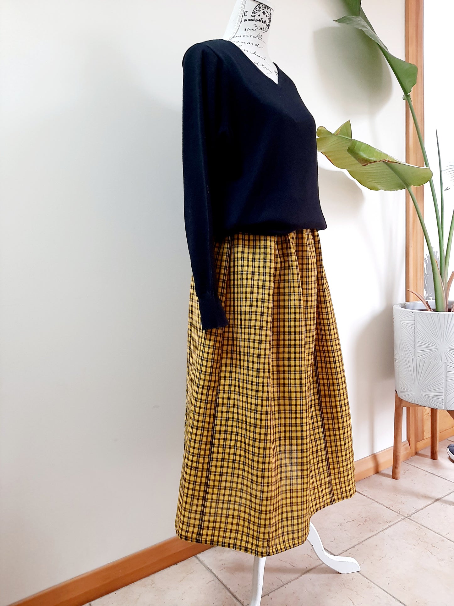 Vintage kimono wool skirt