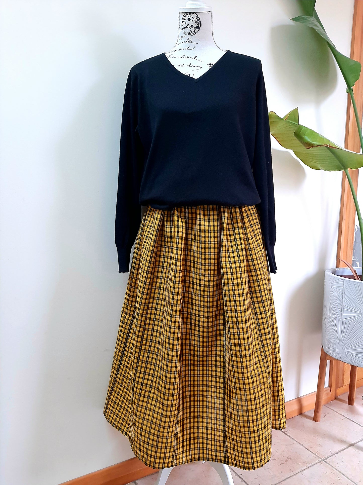 Vintage kimono wool skirt