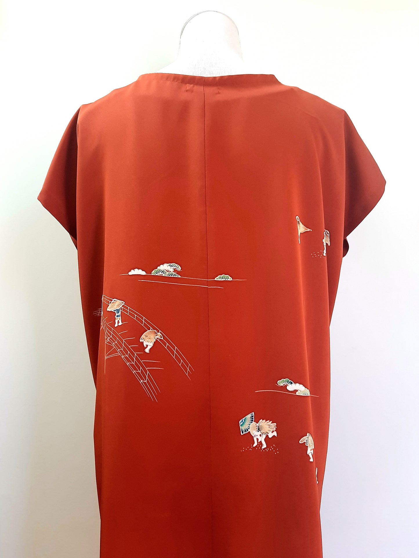 Vintage kimono silk long gilet