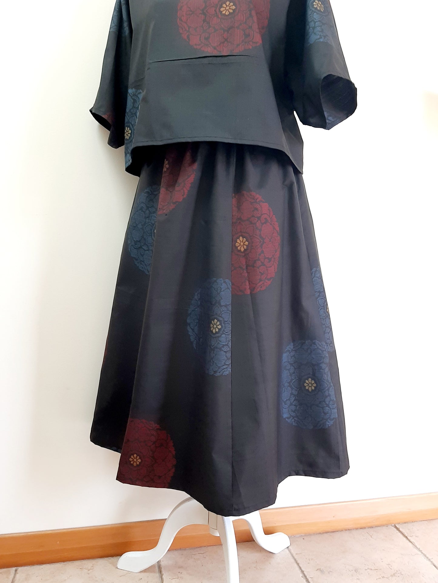 Vintage kimono silk skirt