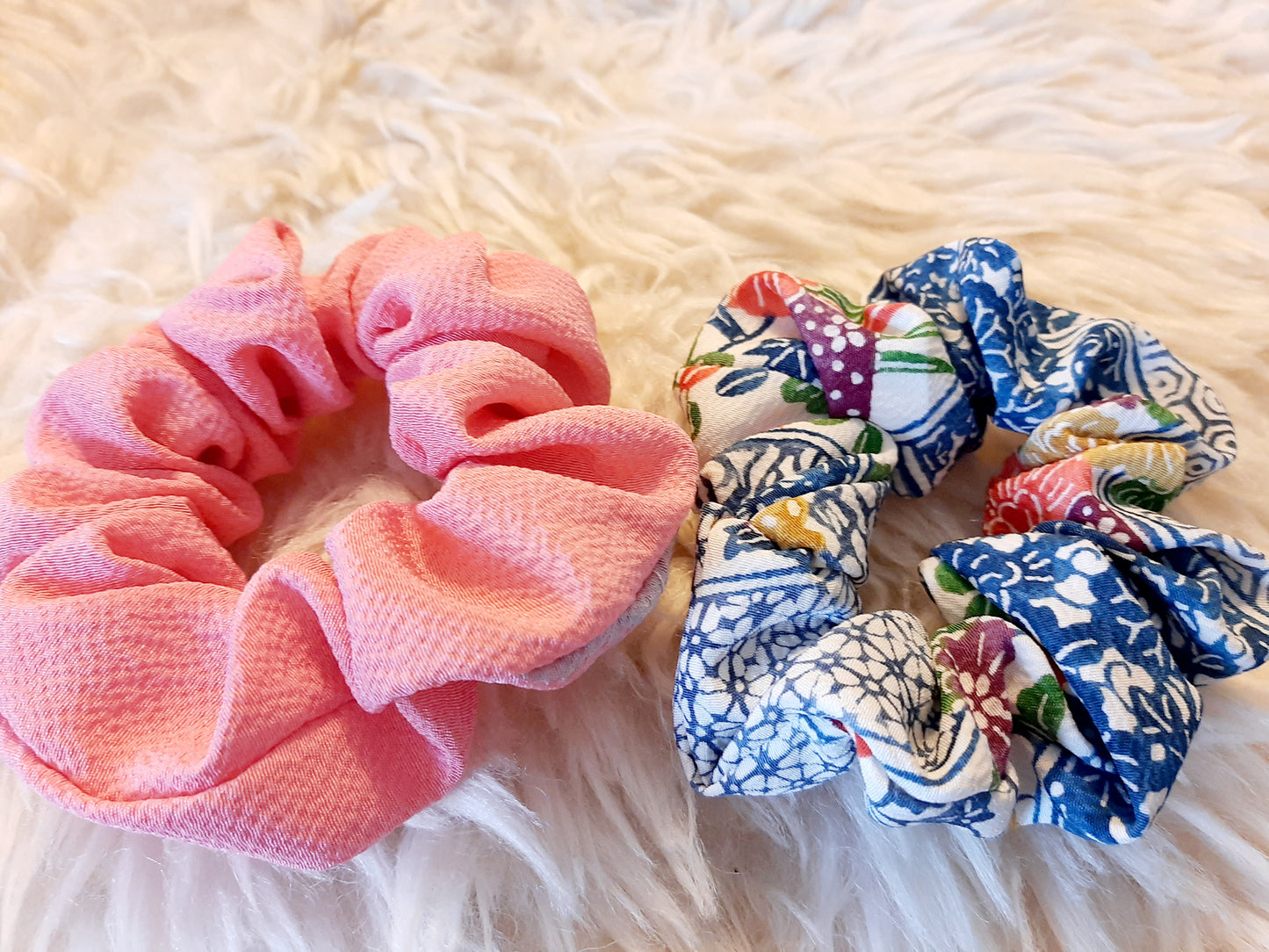 Vintage kimono silk scrunchies