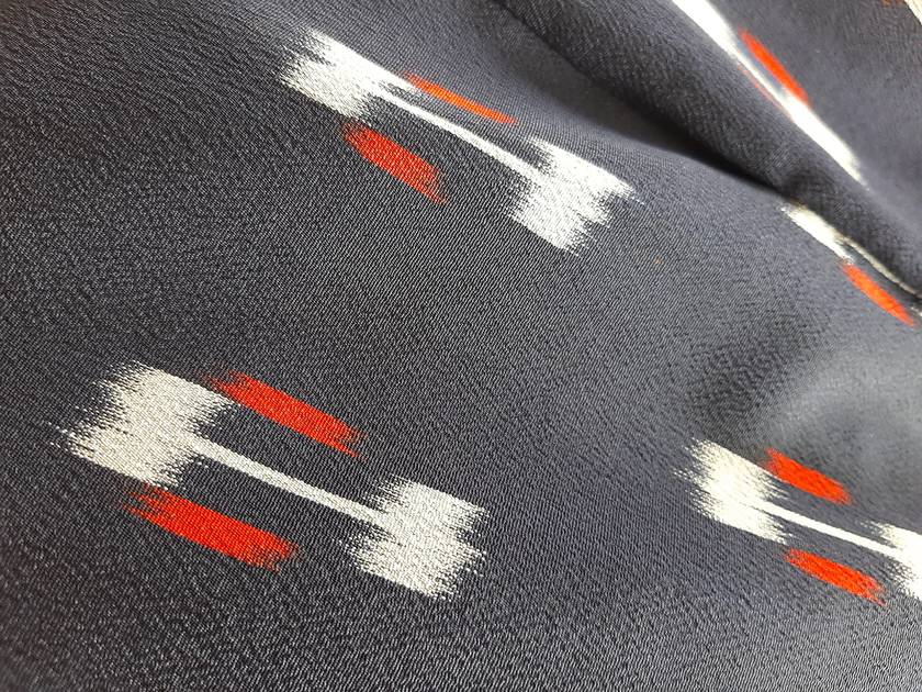 Vintage kimono silk coat with a red lining