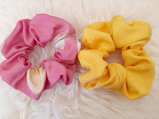 Vintage kimono silk scrunchies