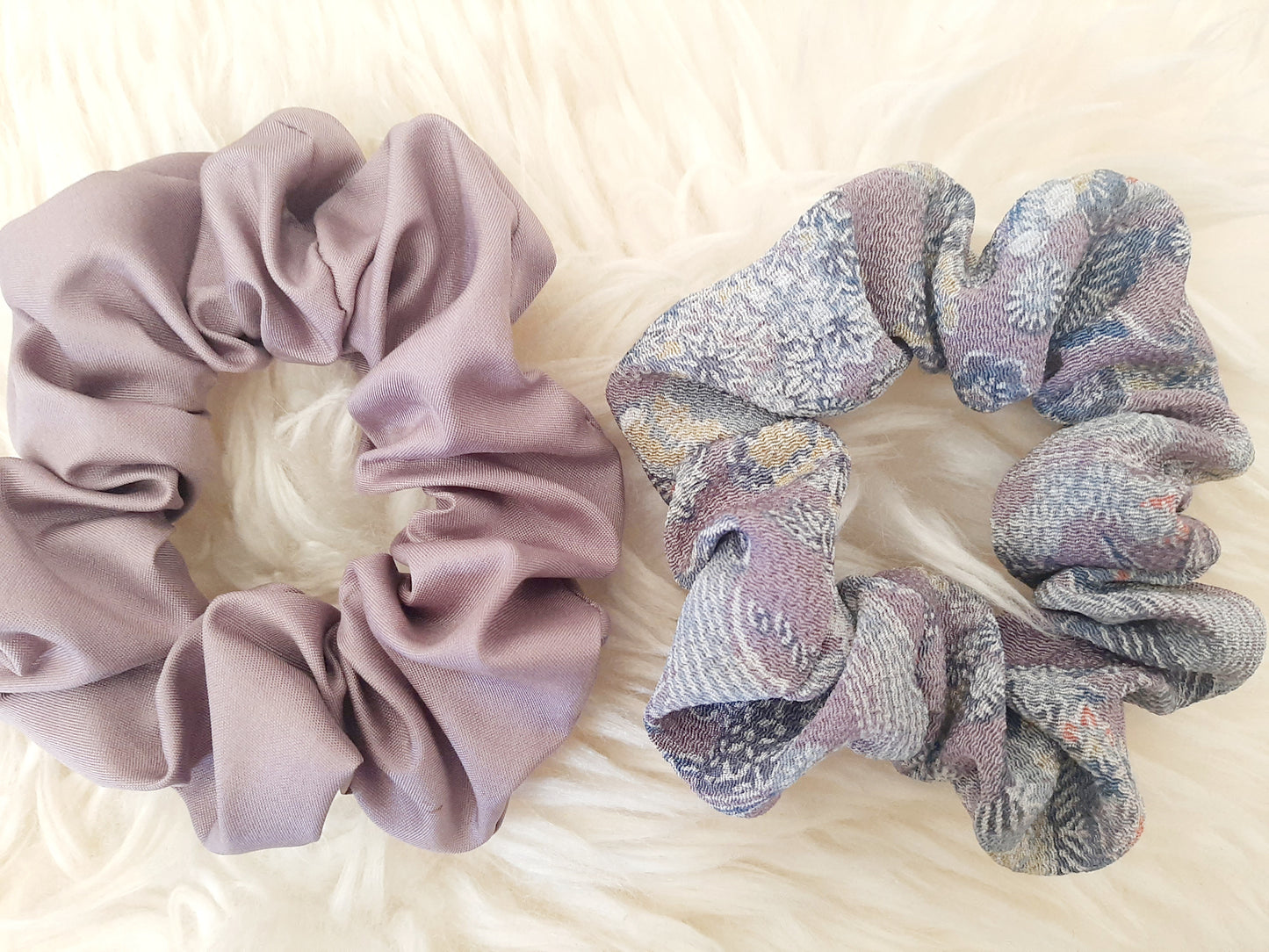 Vintage kimono silk scrunchies