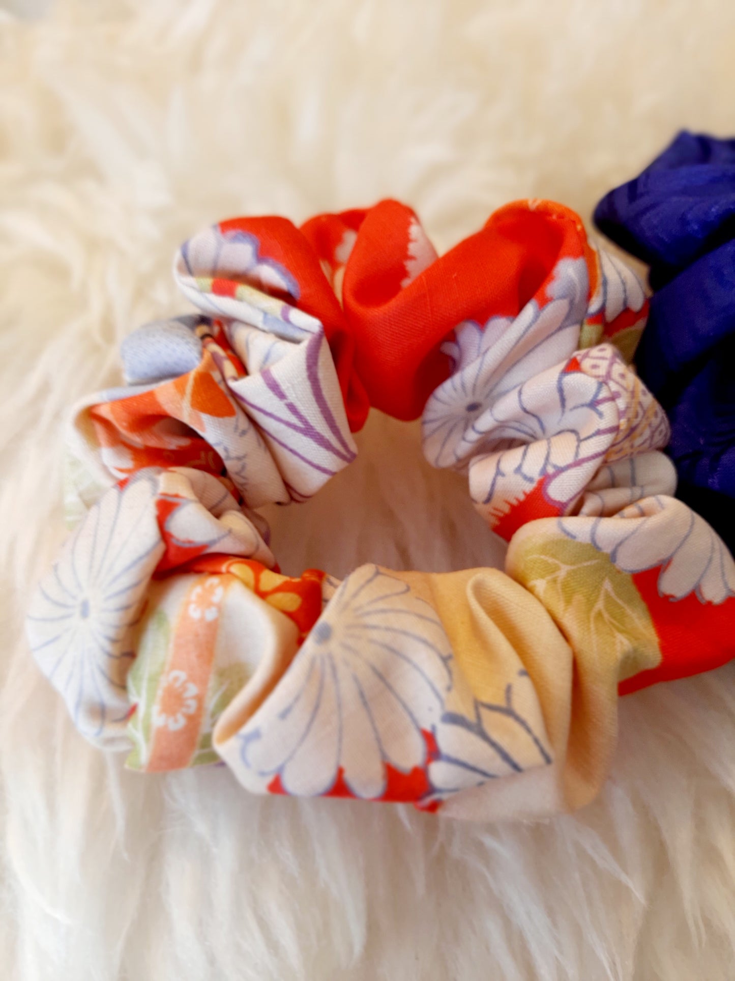 Vintage kimono silk scrunchies