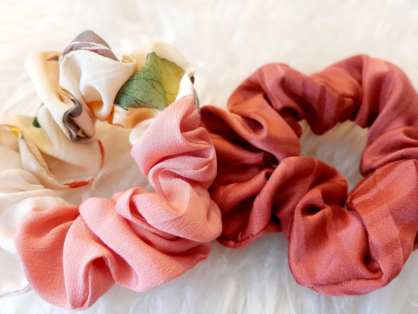 Vintage kimono silk scrunchies