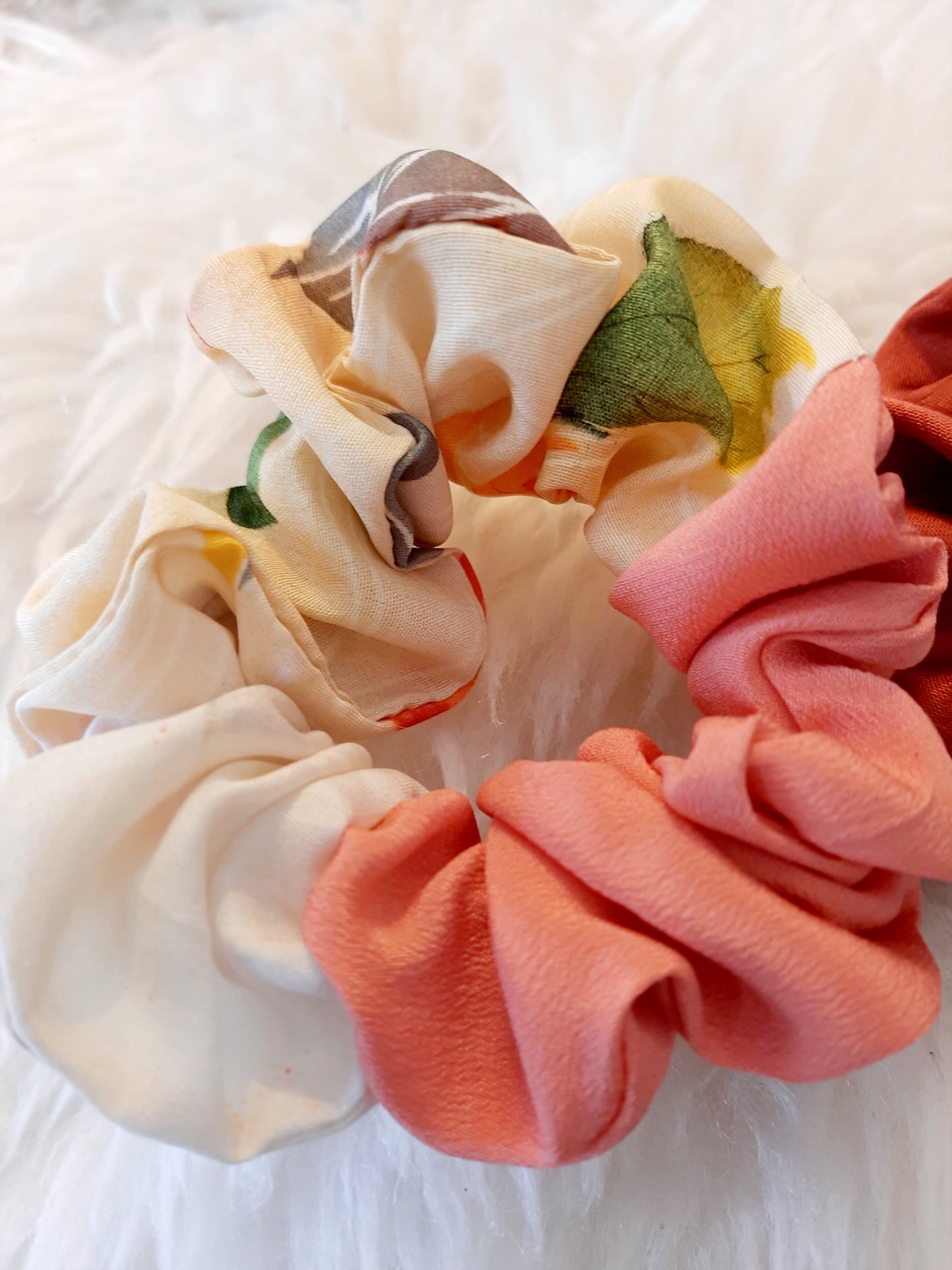 Vintage kimono silk scrunchies