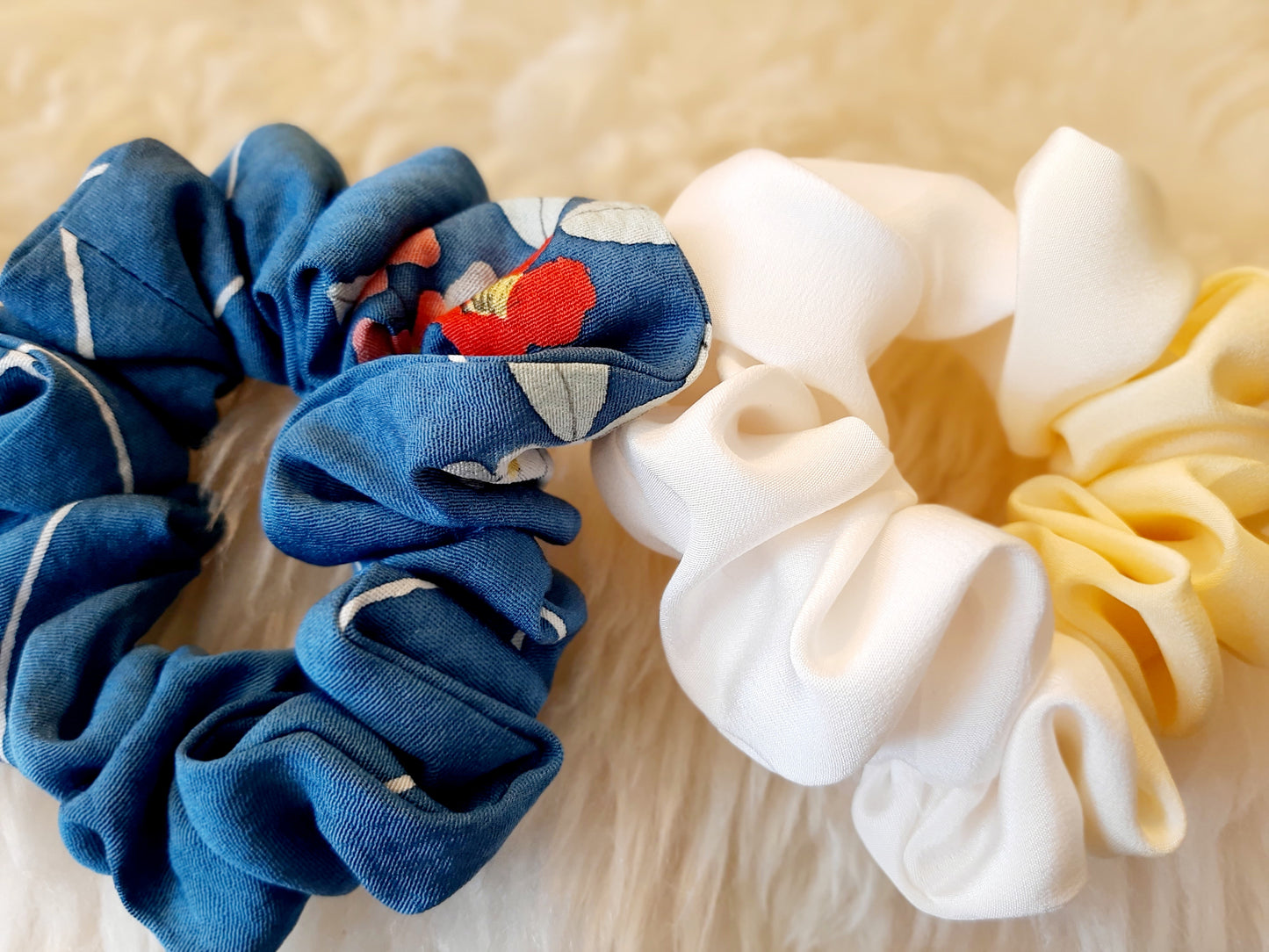 Vintage kimono silk scrunchies