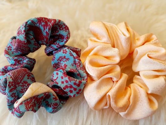 Vintage kimono silk scrunchies