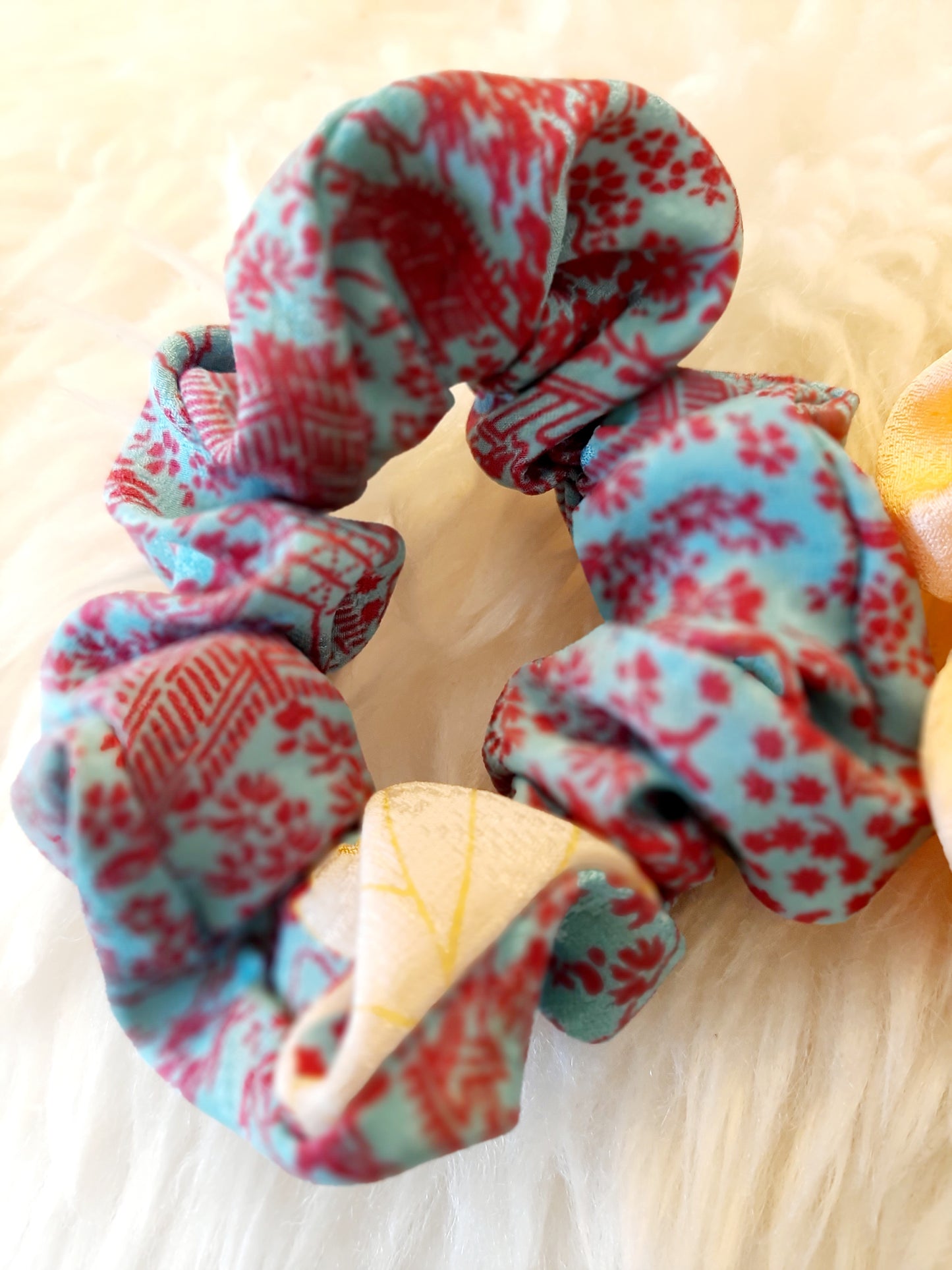 Vintage kimono silk scrunchies