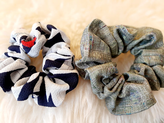 Vintage kimono silk scrunchies