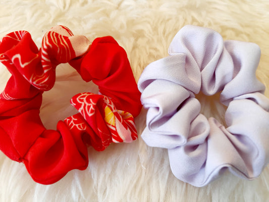 Vintage kimono silk scrunchies