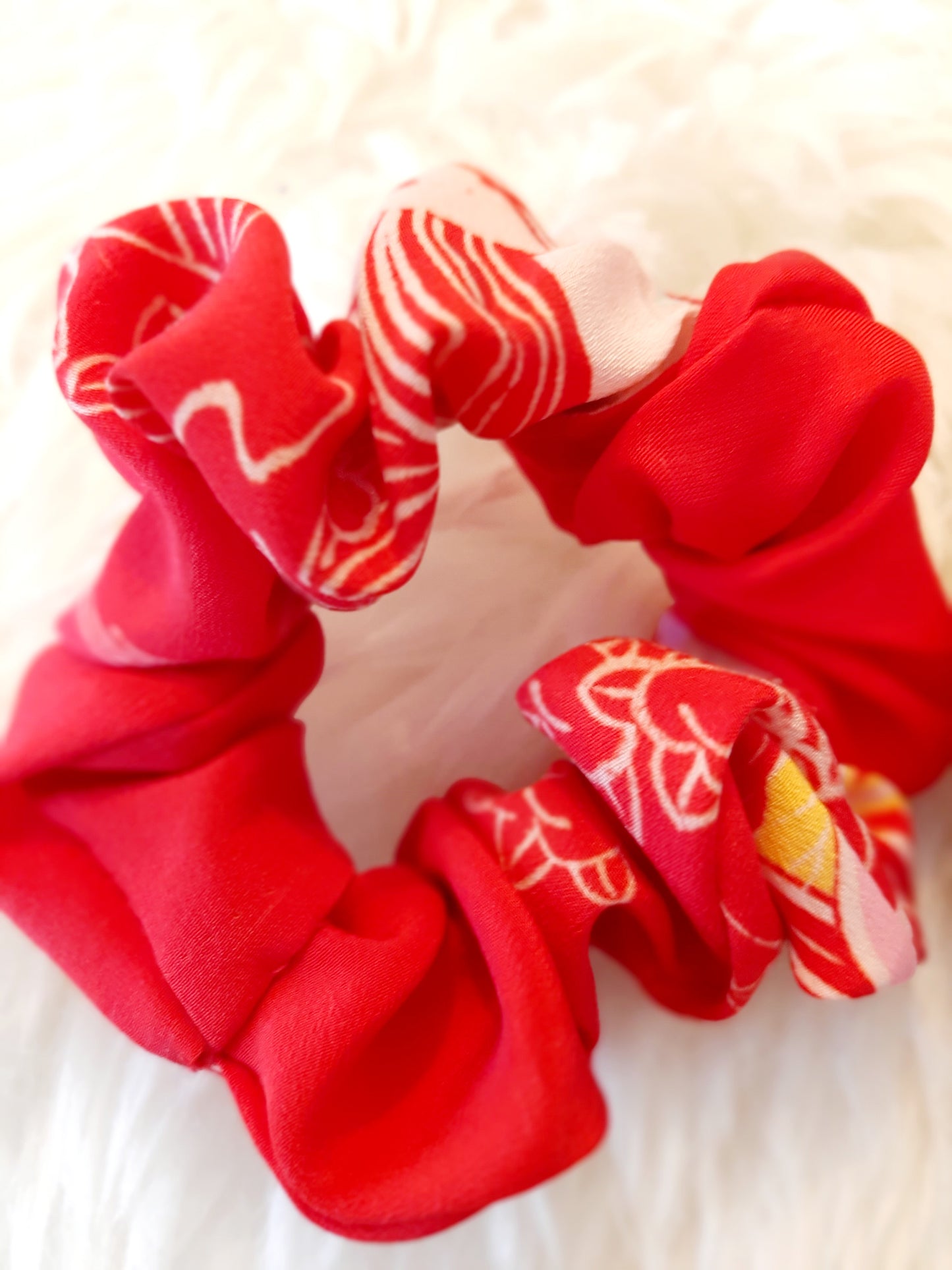 Vintage kimono silk scrunchies