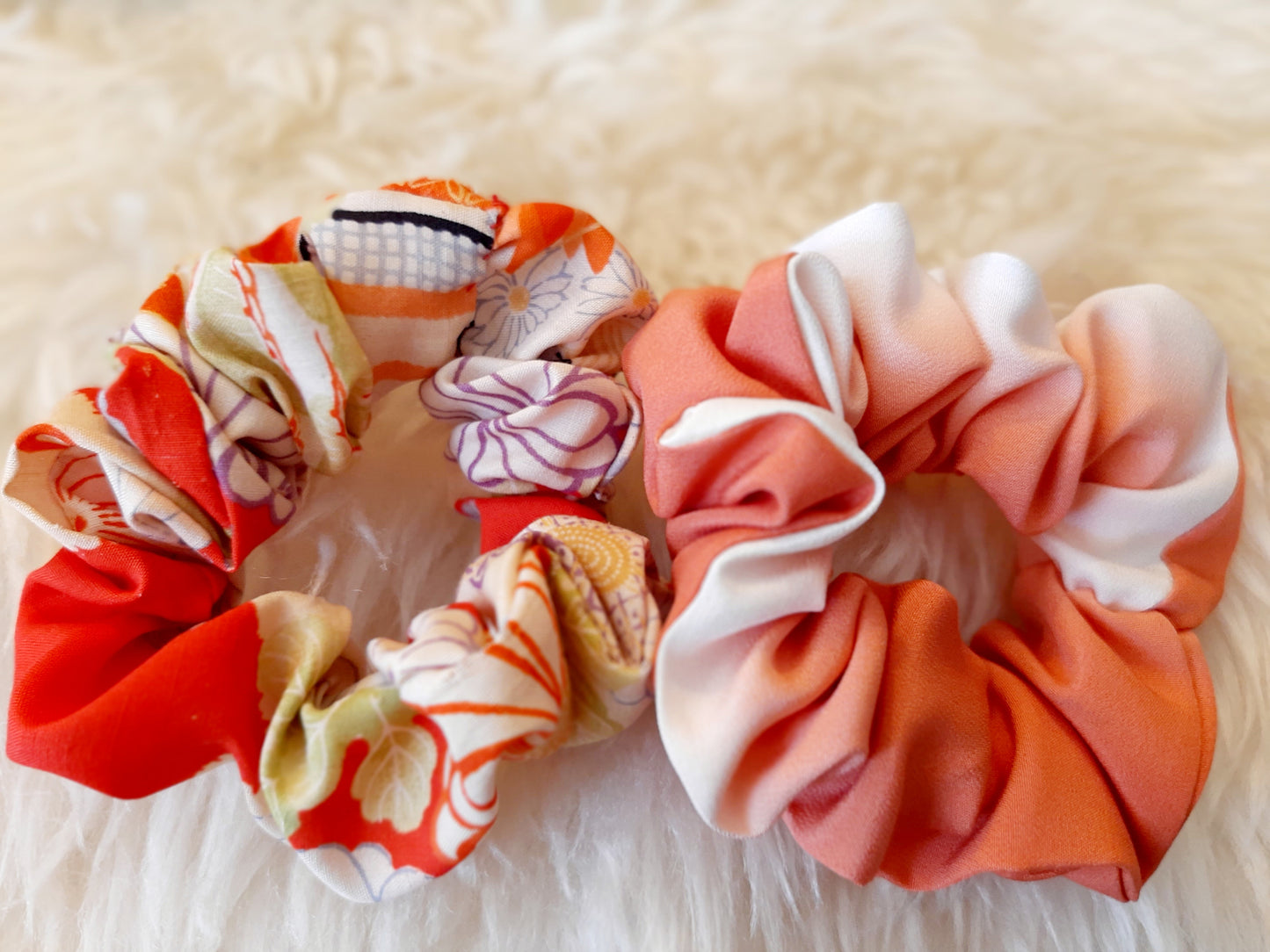 Vintage kimono silk scrunchies