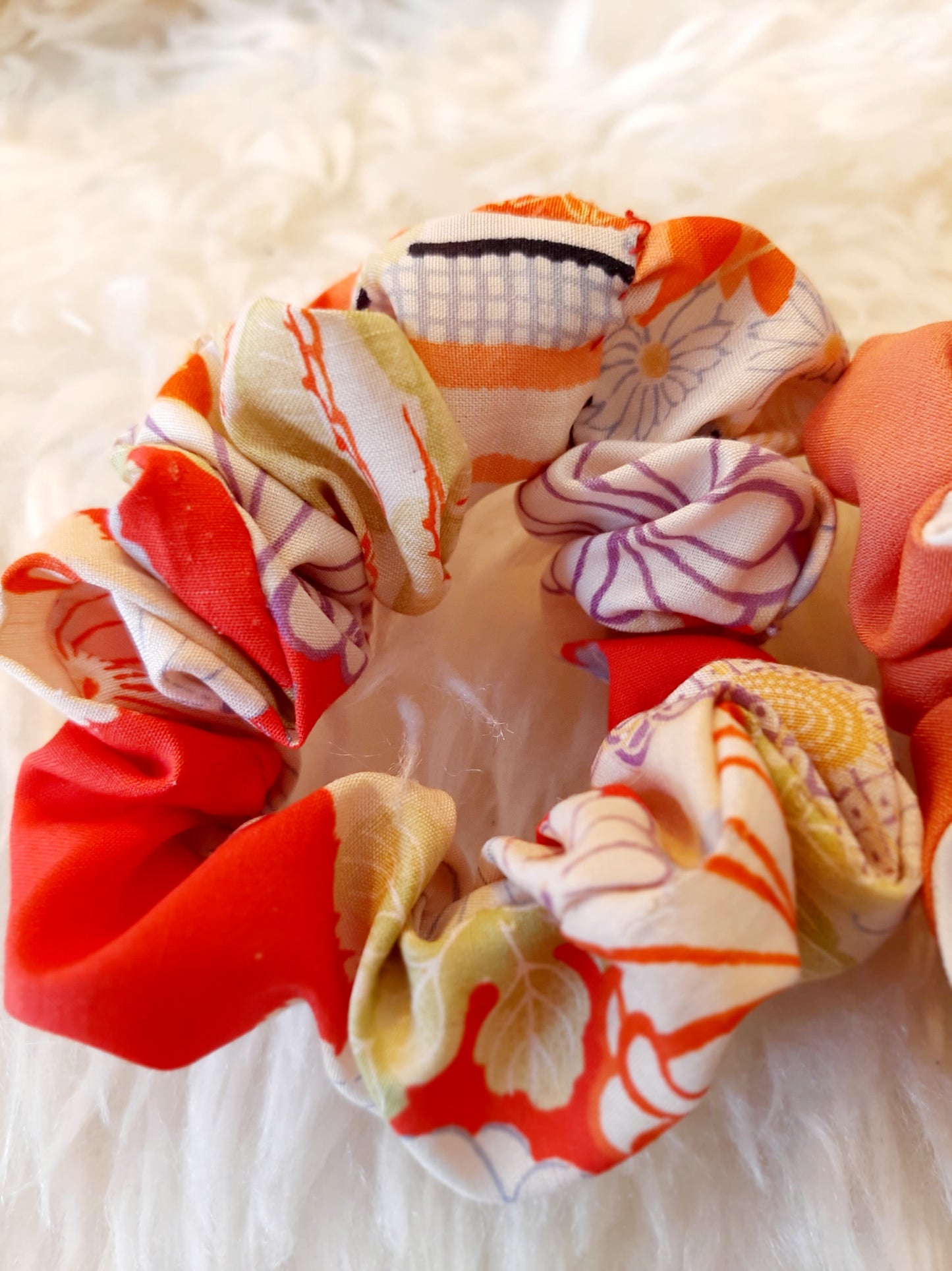 Vintage kimono silk scrunchies