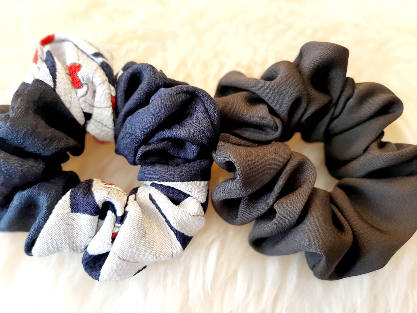 Vintage kimono silk scrunchies