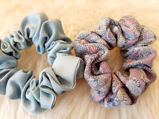 Vintage kimono silk scrunchies