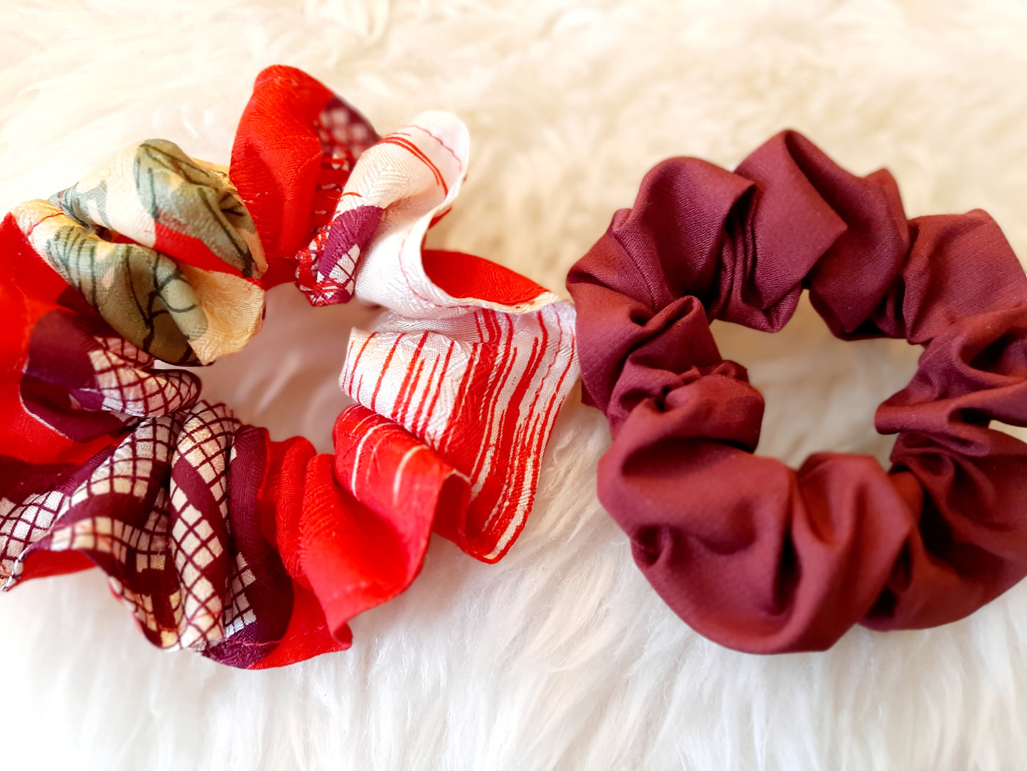 Vintage kimono silk scrunchies