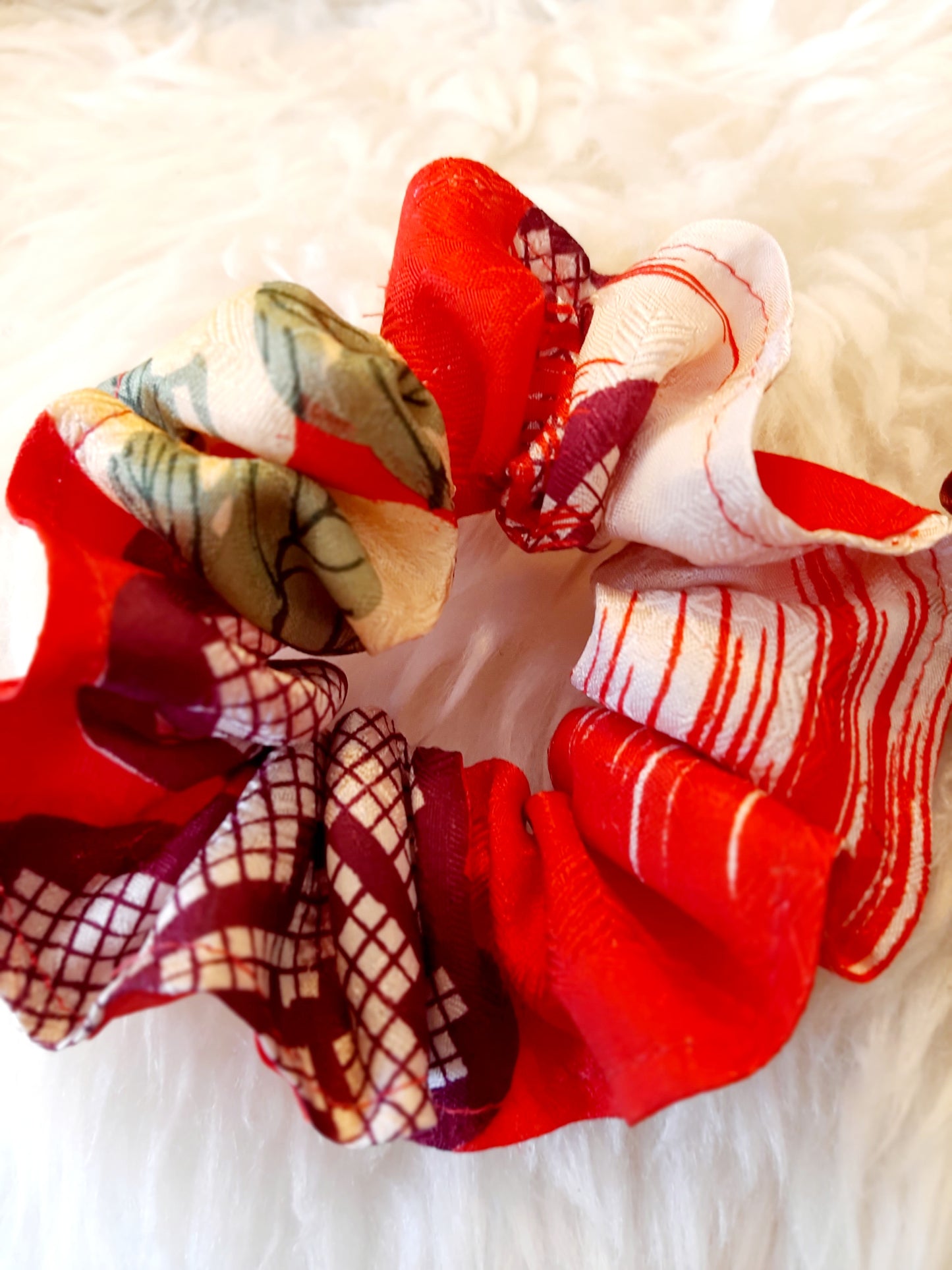 Vintage kimono silk scrunchies