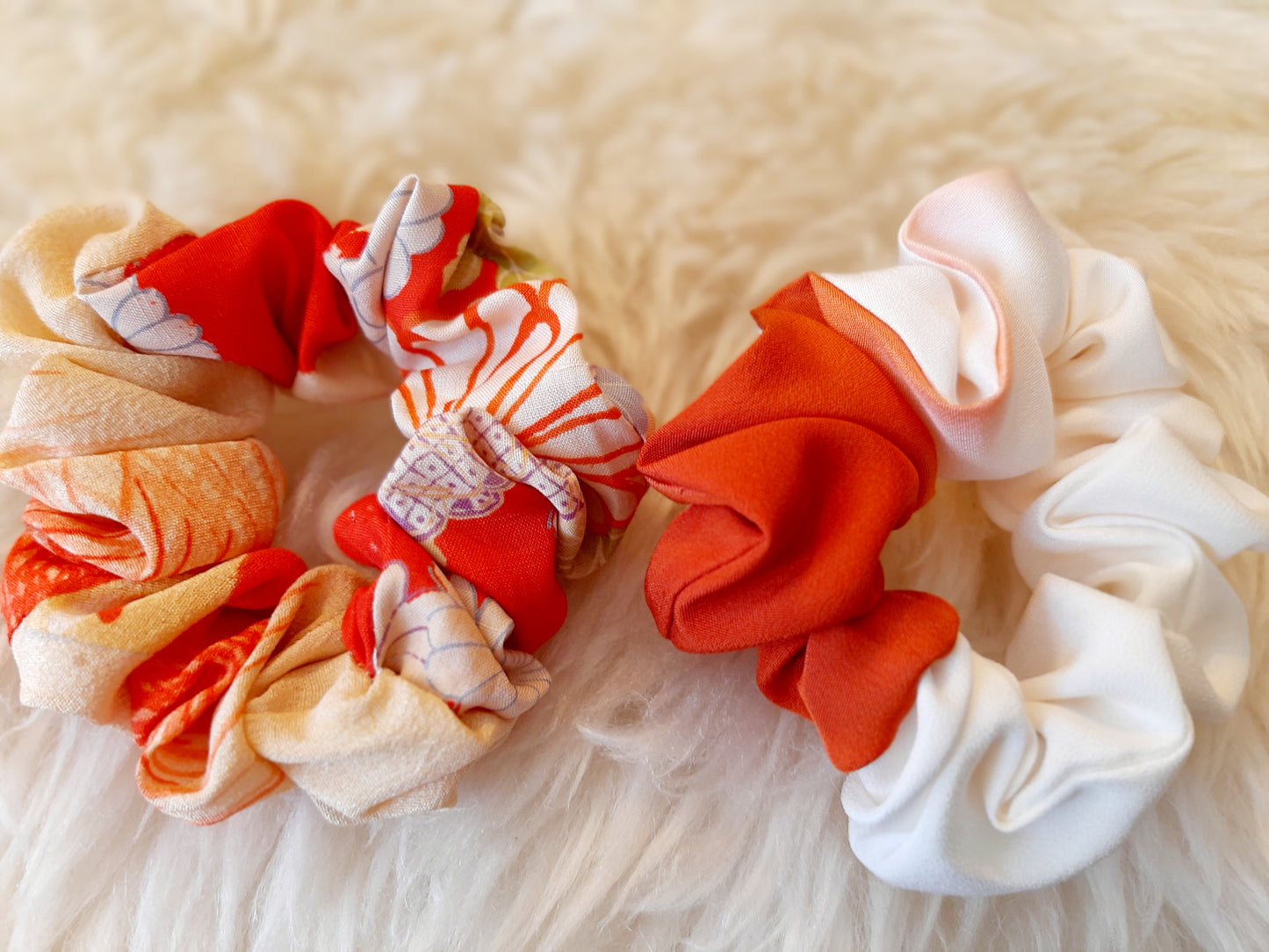 Vintage kimono silk scrunchies