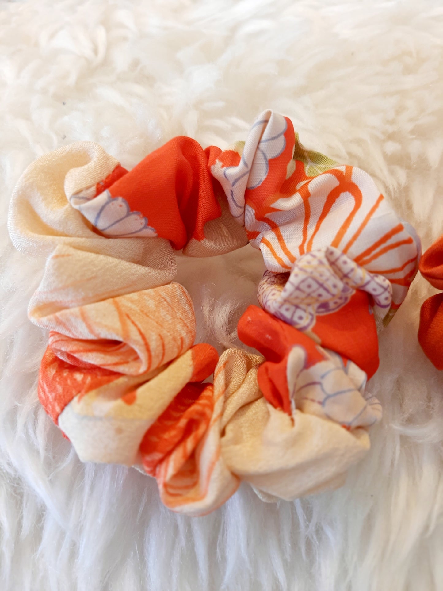 Vintage kimono silk scrunchies