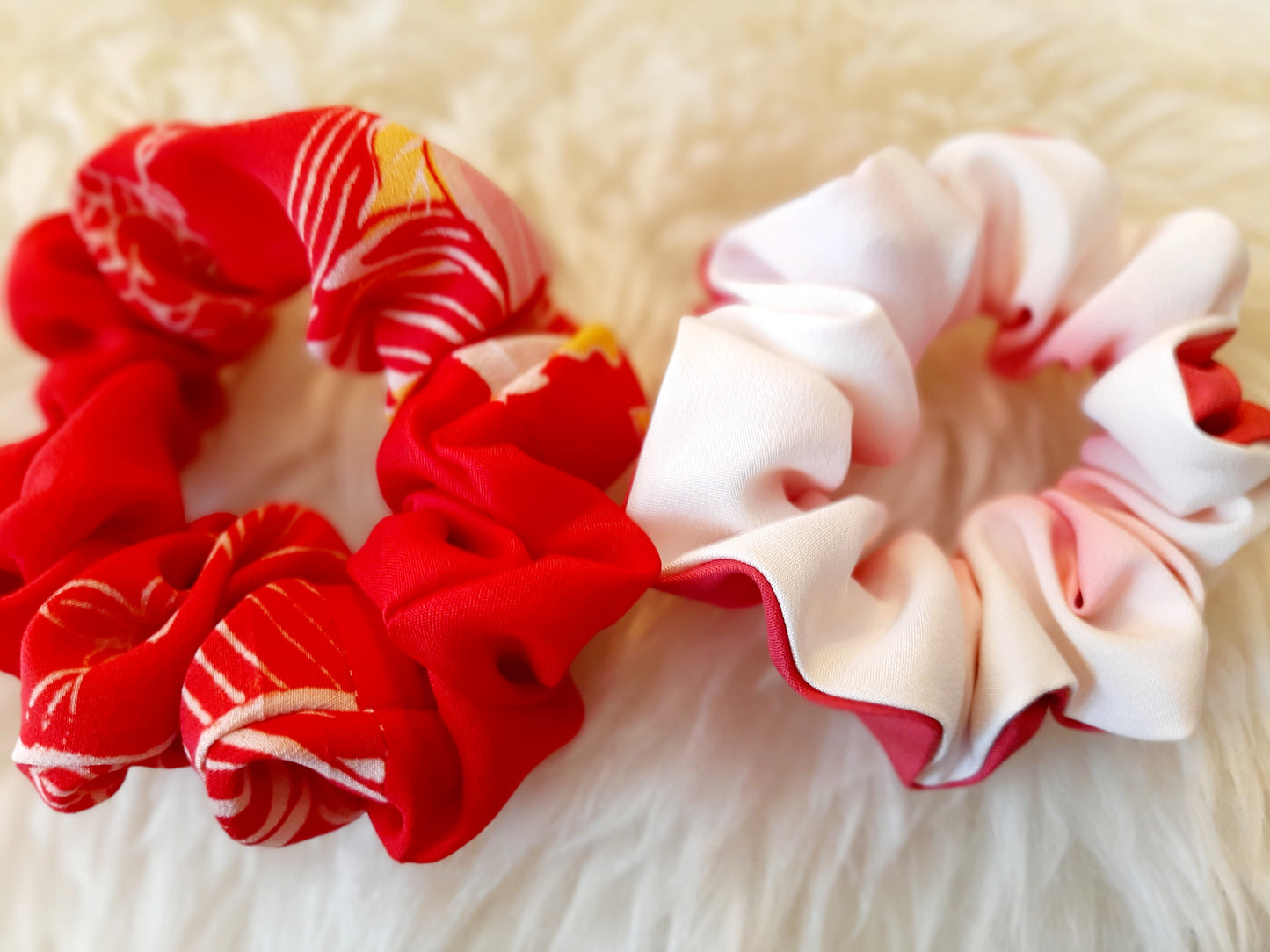 Vintage kimono silk scrunchies