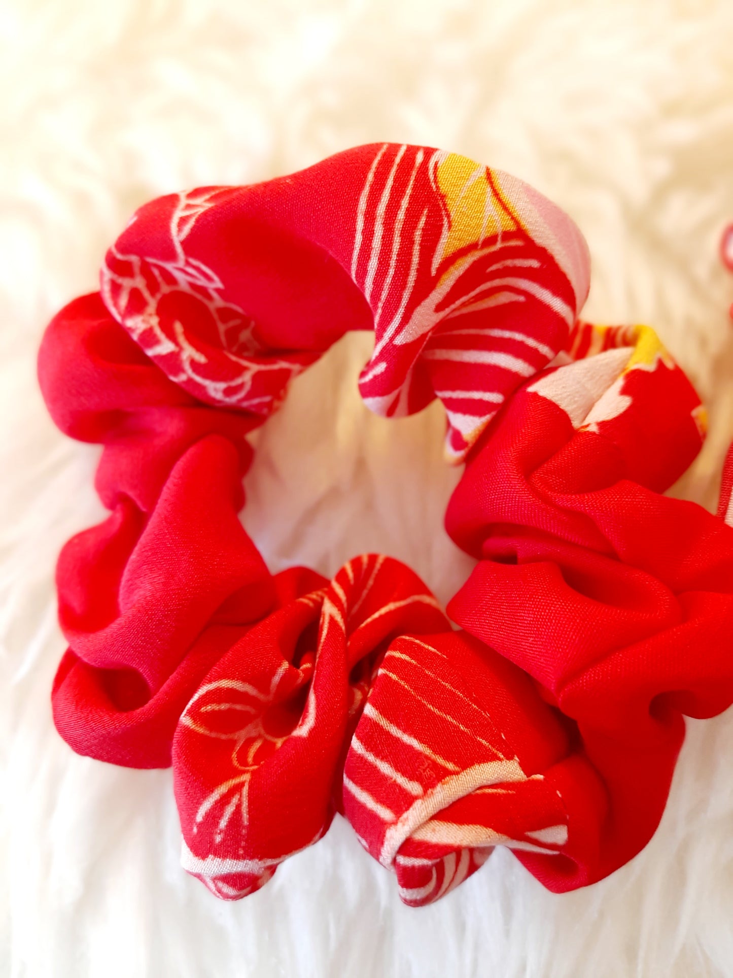 Vintage kimono silk scrunchies