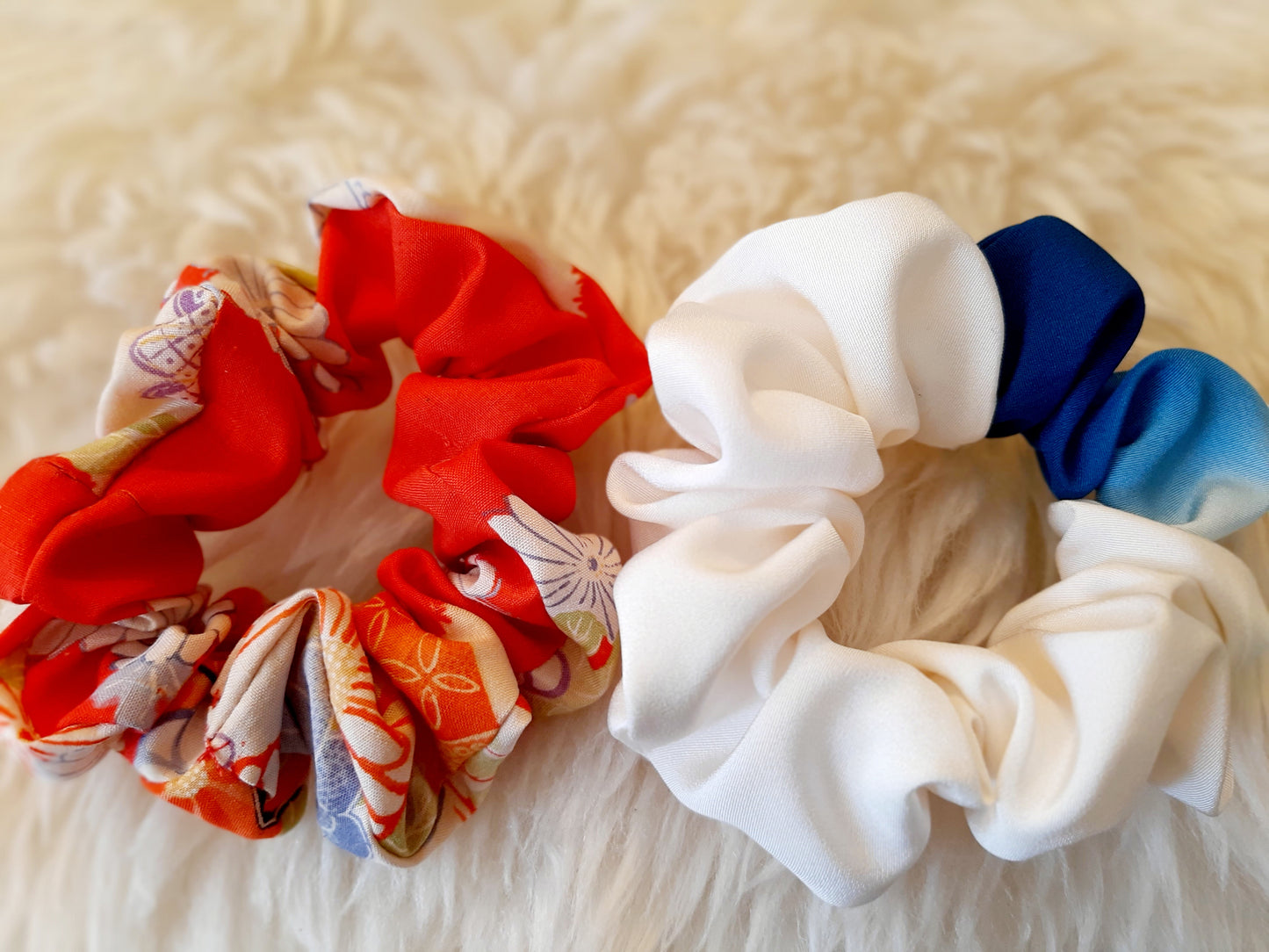 Vintage kimono silk scrunchies