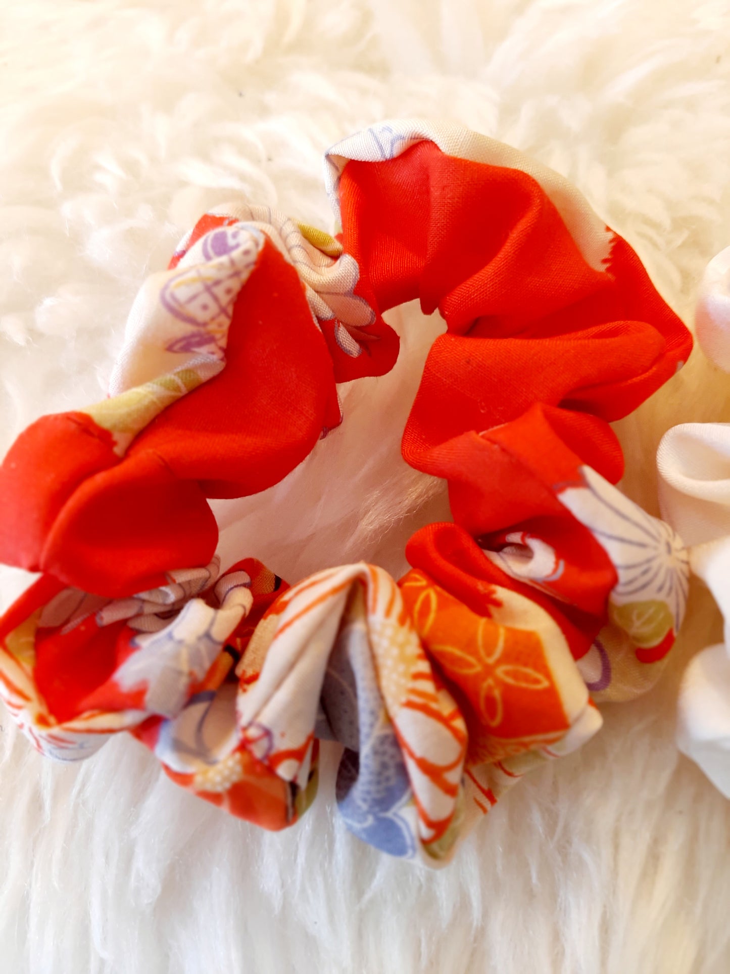 Vintage kimono silk scrunchies