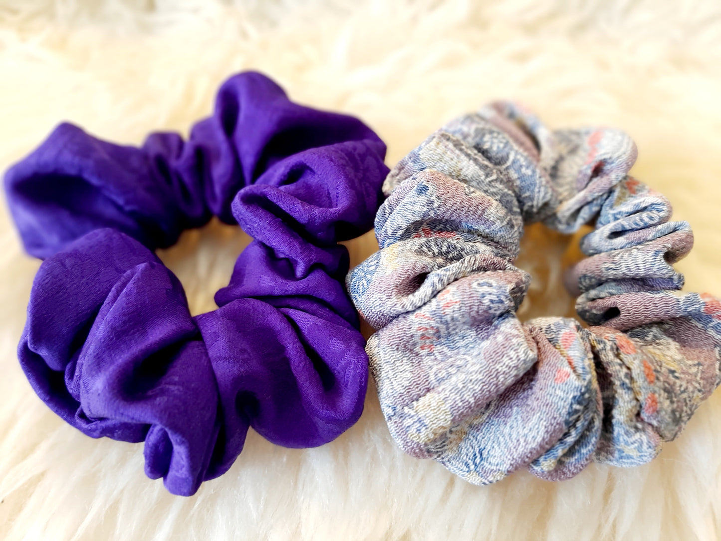 Vintage kimono silk scrunchies