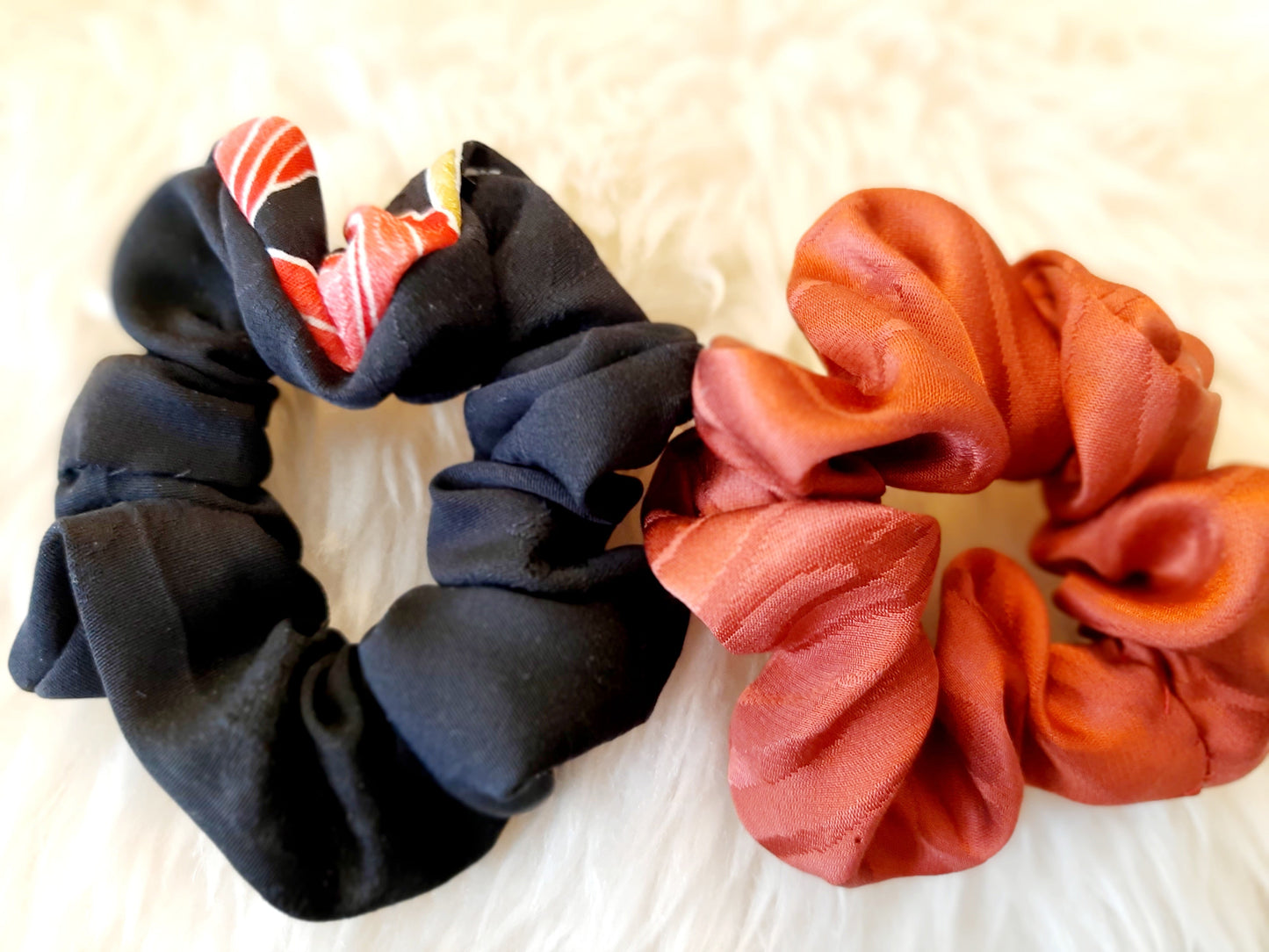 Vintage kimono silk scrunchies