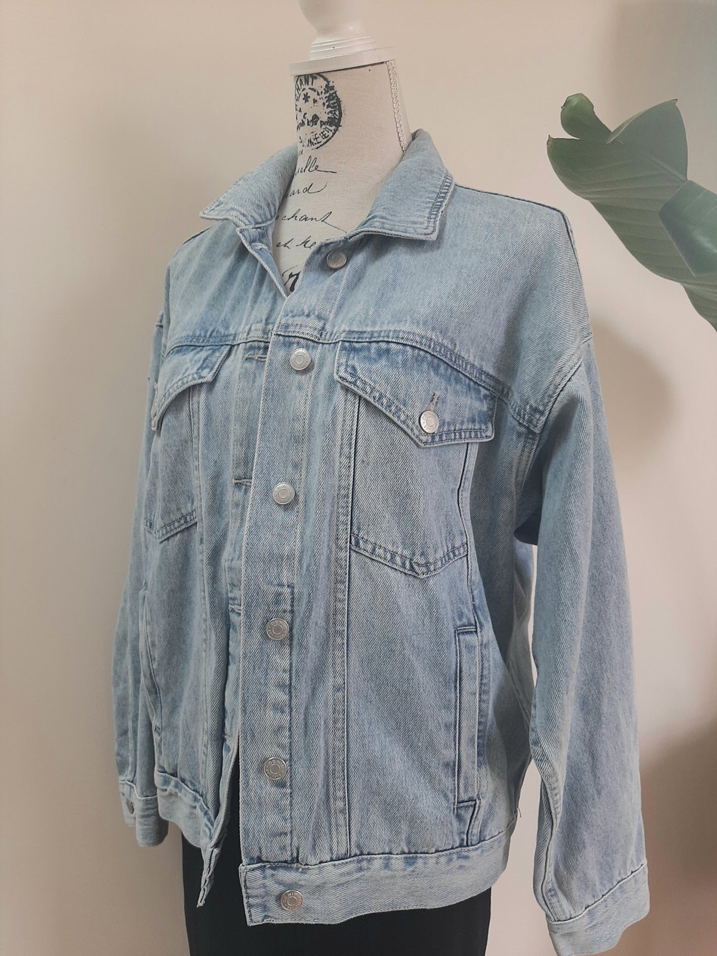 Upcycled Denim jacket with vintage kimono fabrics