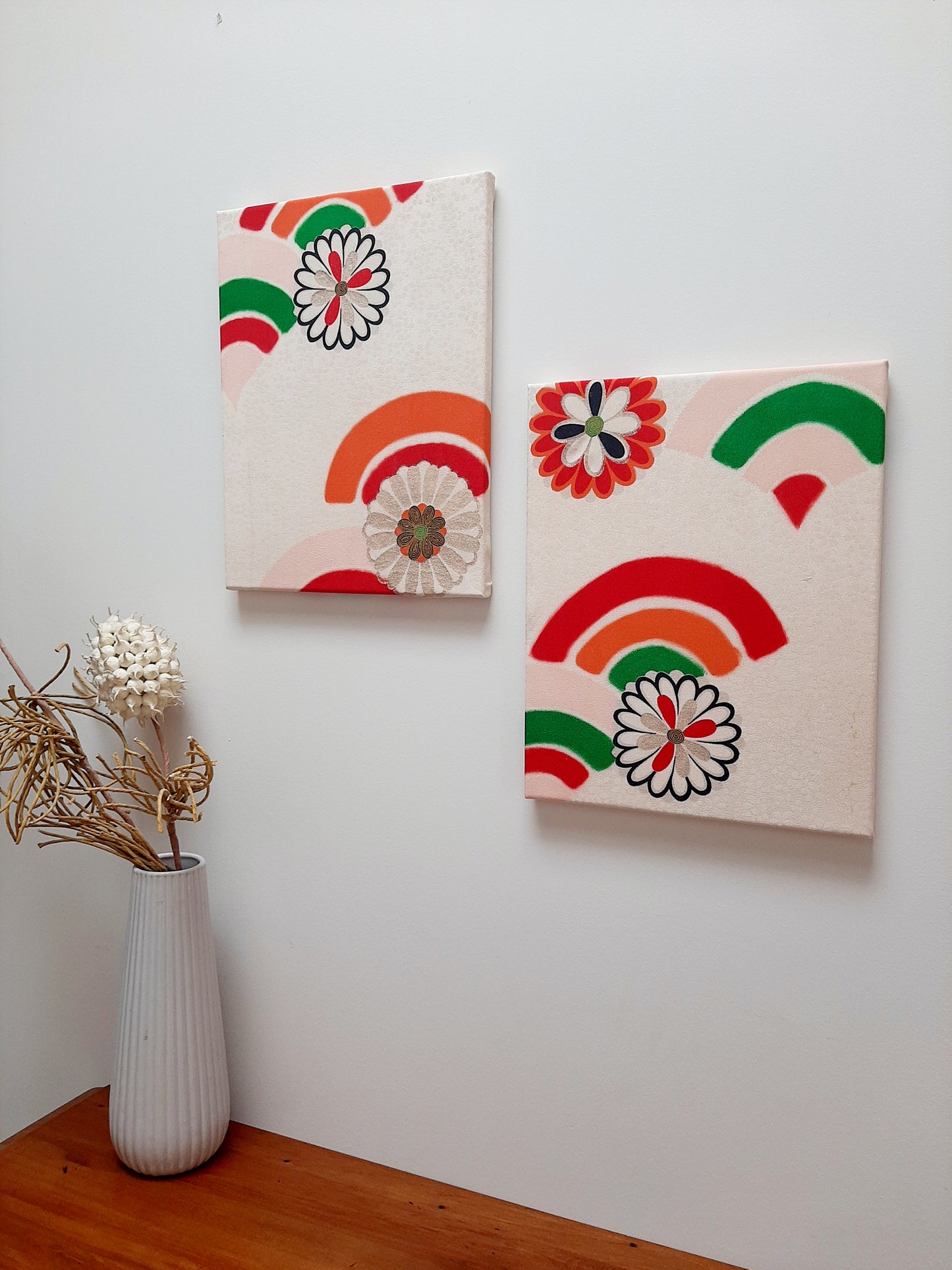 A set of Vintage Kimono canvas wall art