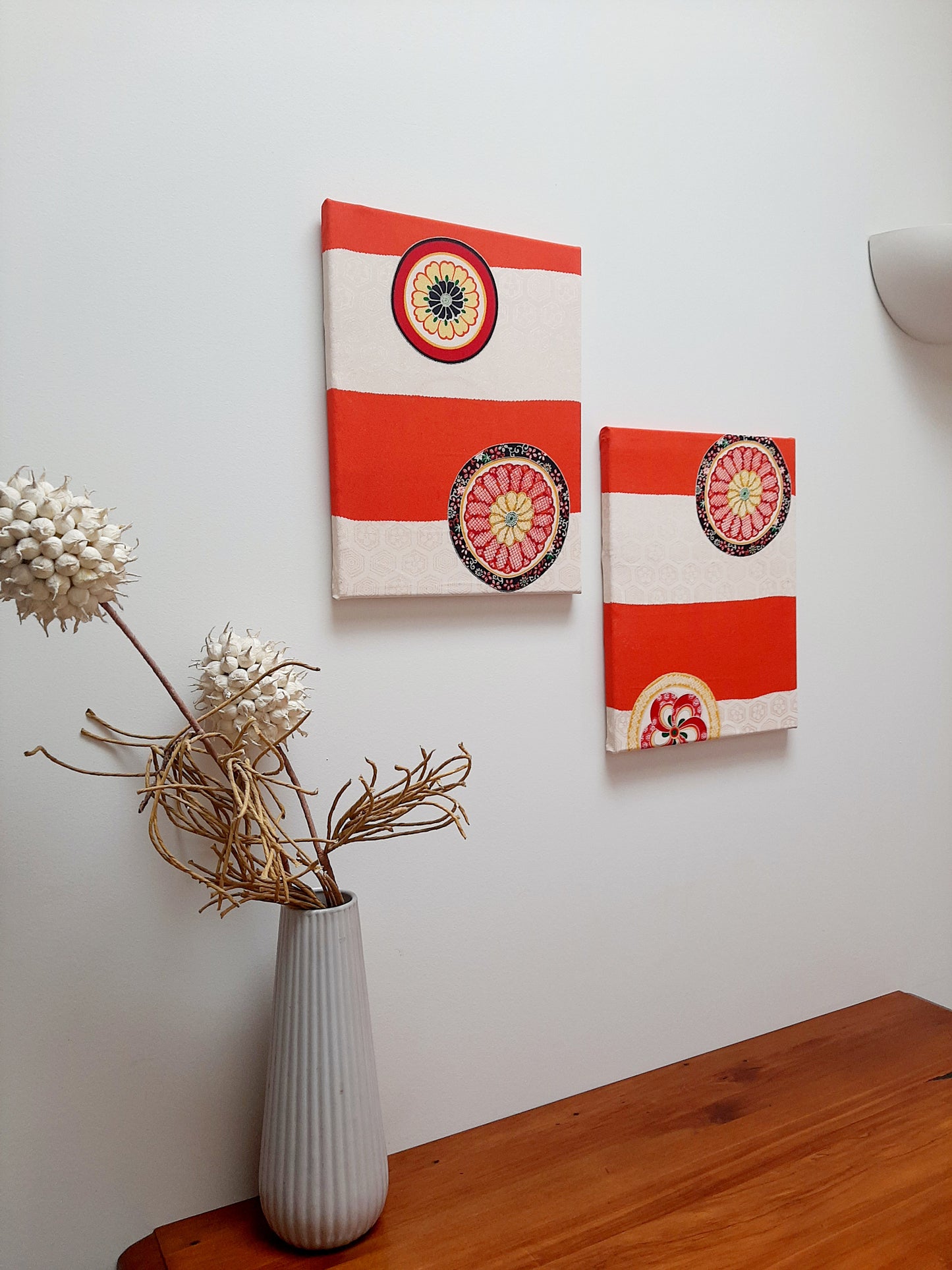 A set of Vintage Kimono canvas wall art