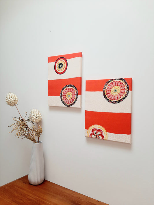 A set of Vintage Kimono canvas wall art