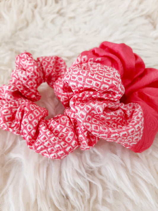 Vintage kimono silk scrunchies