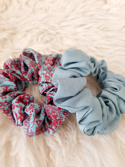 Vintage kimono silk scrunchies