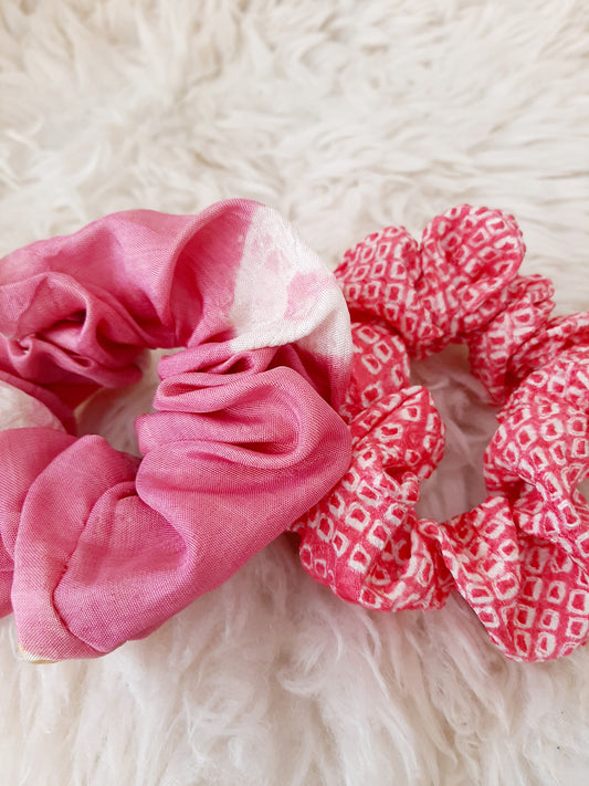 Vintage kimono silk scrunchies