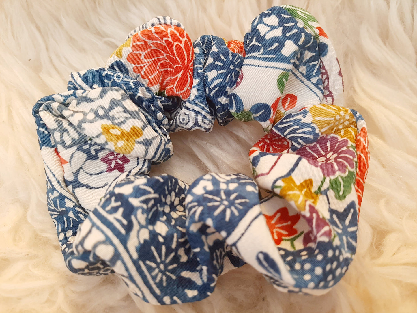 Vintage kimono silk scrunchies