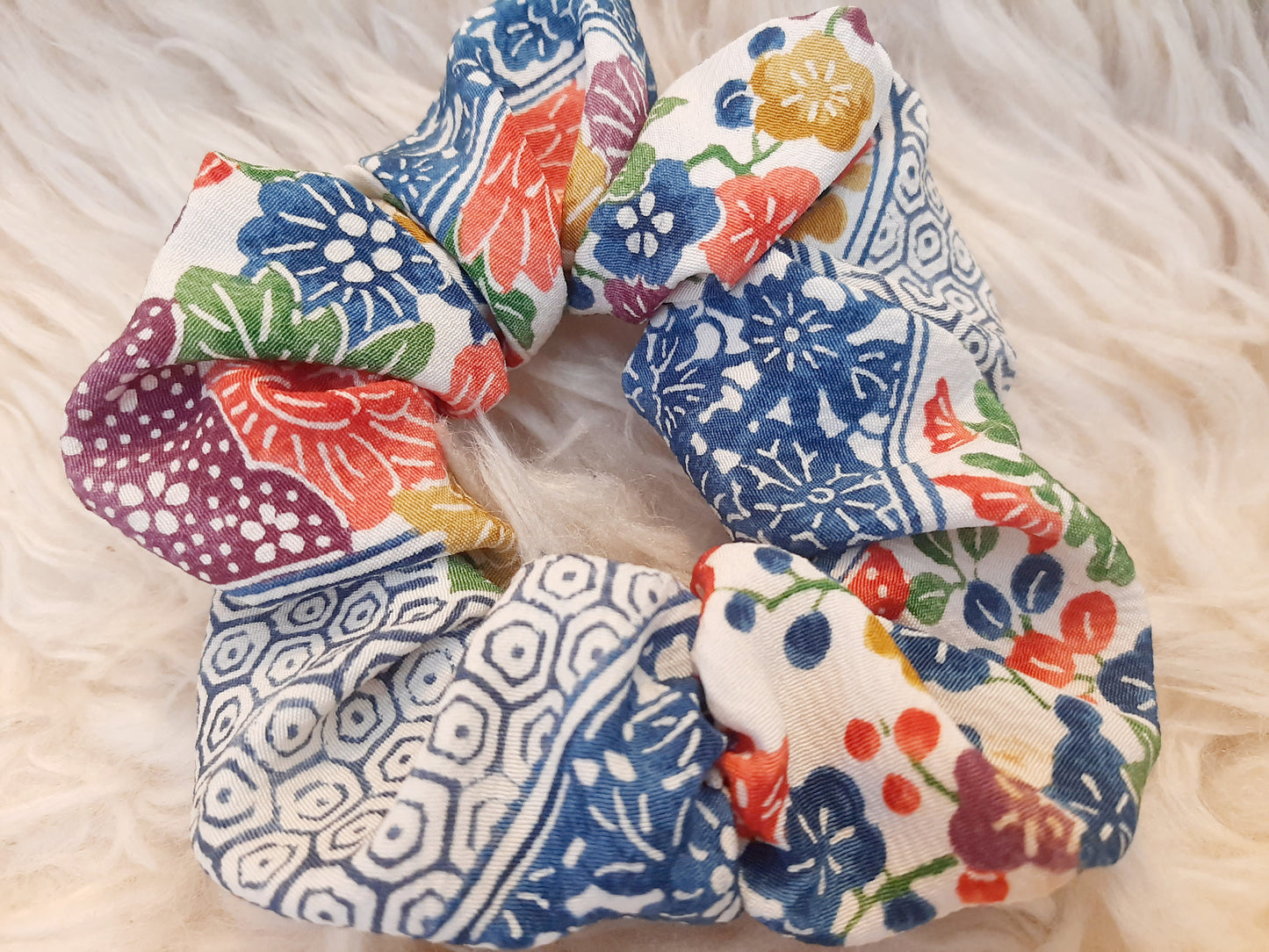 Vintage kimono silk scrunchies