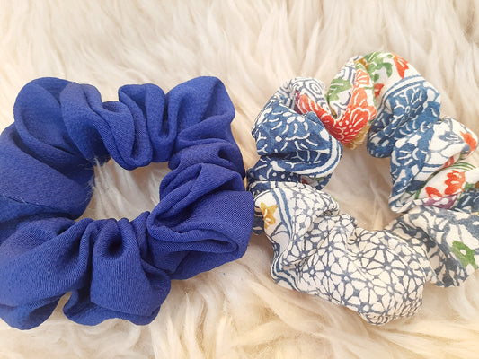 Vintage kimono silk scrunchies