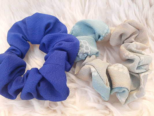 Vintage kimono silk scrunchies