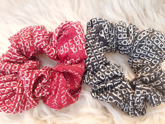 Vintage kimono silk scrunchies