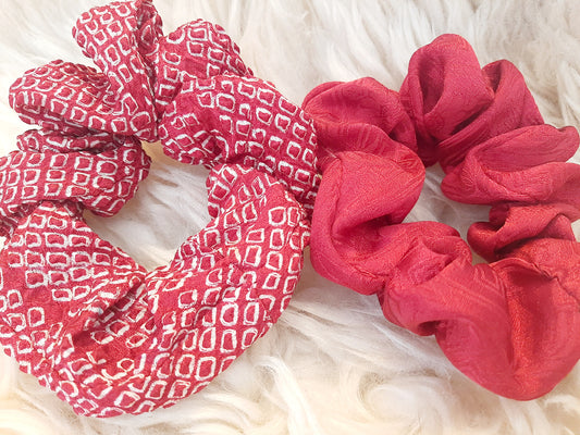 Vintage kimono silk scrunchies