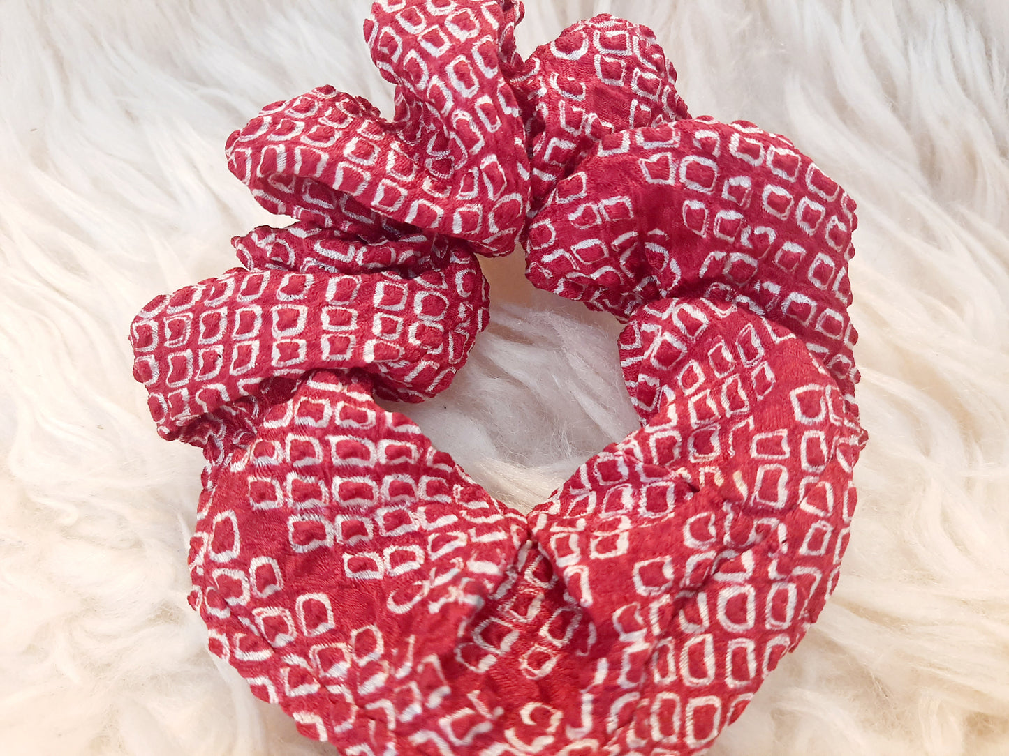 Vintage kimono silk scrunchies