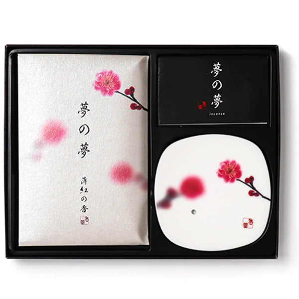 Nippon Kodo Yume-No-Yume (Dream of Dreams) - Incense and Ceramic Plate (Pink Plum/usukurenai)